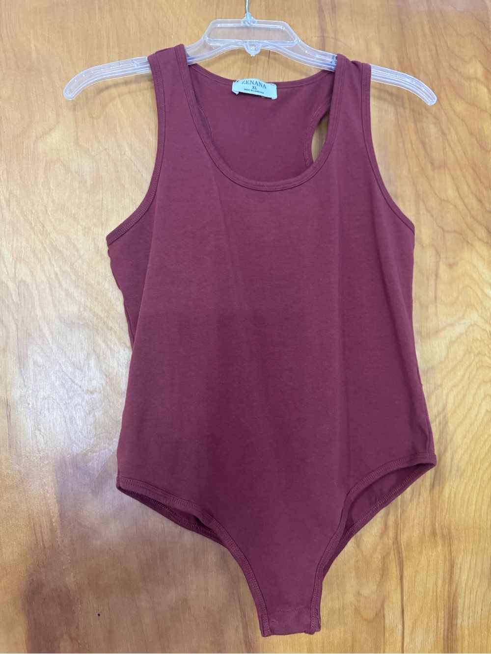 Zenana Outfitters woman Maroon Tank One-Piece Bodysuit